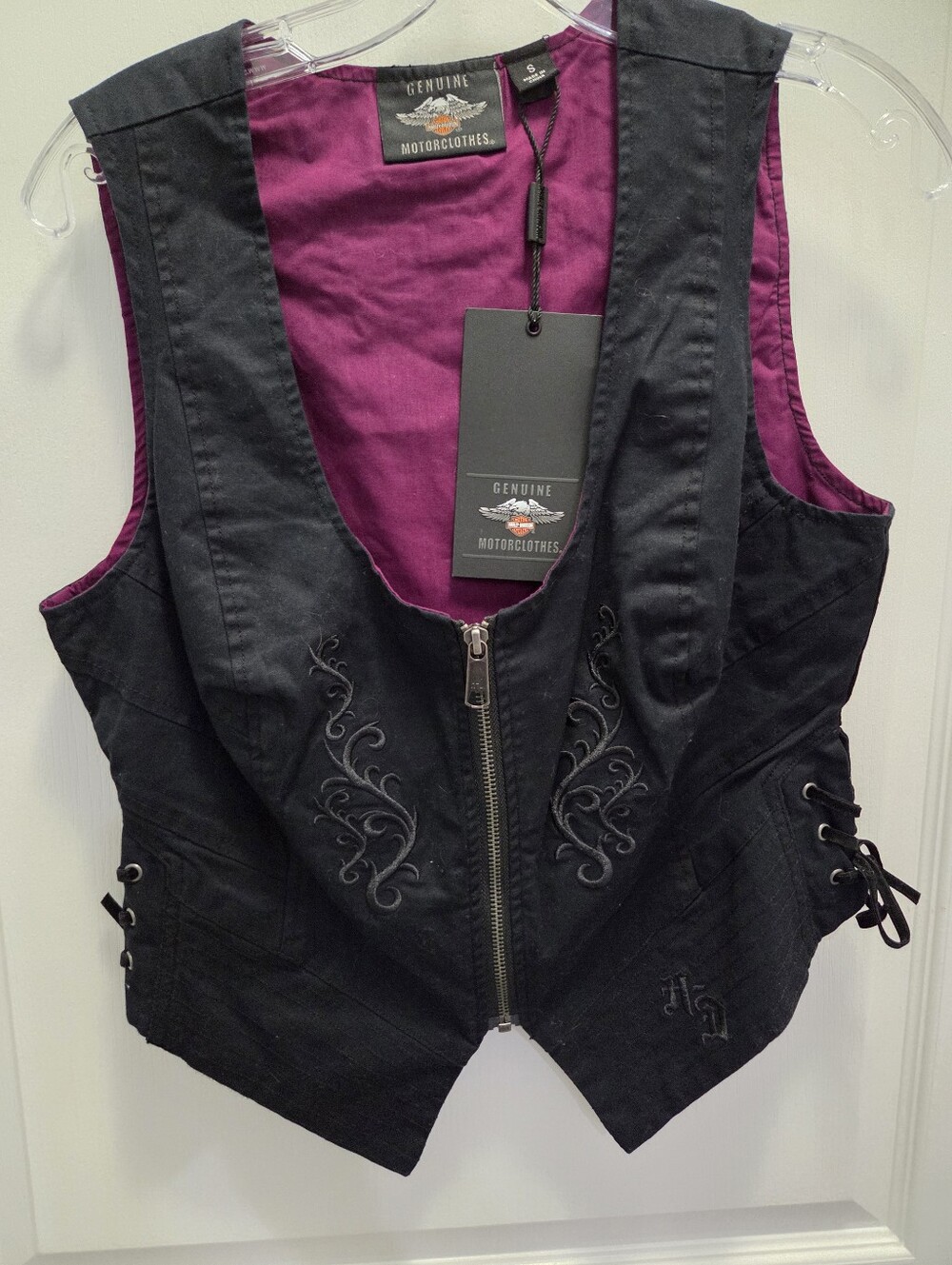 Harley-Davidson Black Label Vest with Purple Lining Size Small